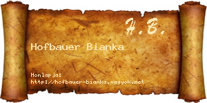 Hofbauer Bianka névjegykártya